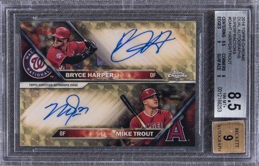 2016 Topps Chrome #DA-HT Bryce Harper/Mike Trout Superfractors Dual-Signed Card (#1/1) – BGS NM-MT+ 8.5/BGS 9